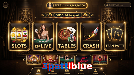 Main screen of 3Pattiblue casino page for PK players